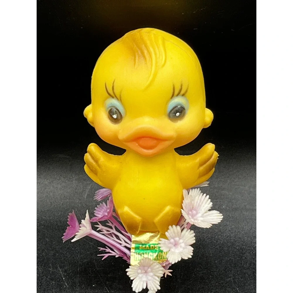 VTG Rosbro Era Yellow Chick Blow Mold 1950s Flower Spike Easter Decor Kitsch